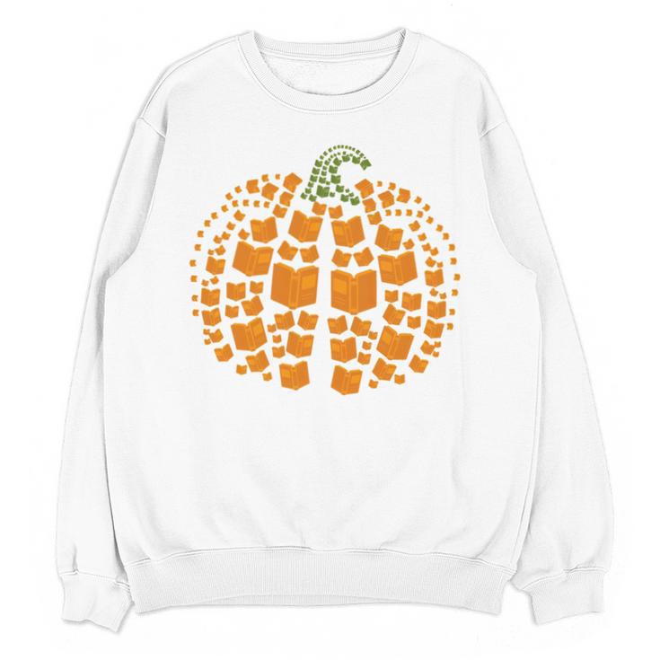 Vintage Book Pumpkin Autumn Fall Librarians Bookworm Teacher Unisex Sweatshirt