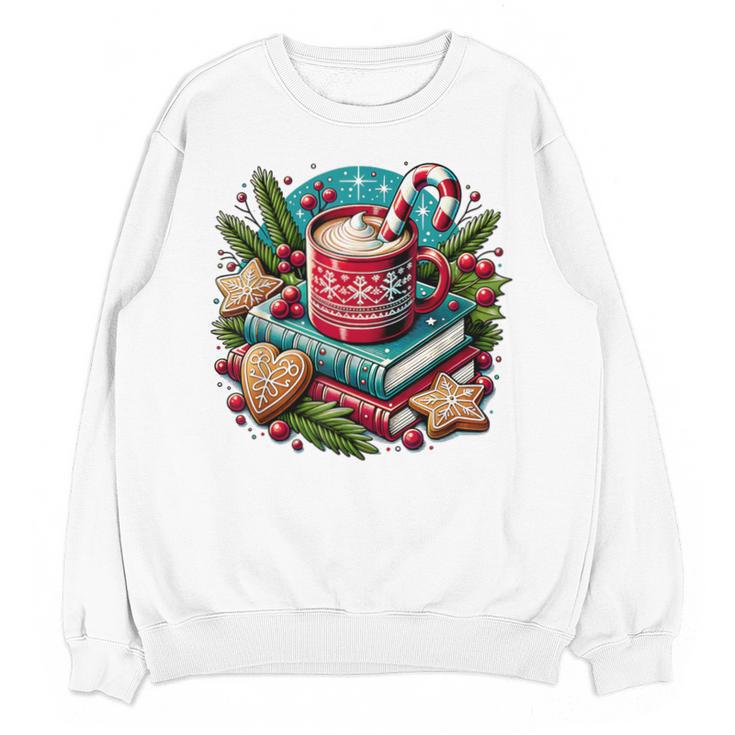 Vintage Cozy Winter Hot Cocoa Books Gingerbread Book Lovers Unisex Sweatshirt