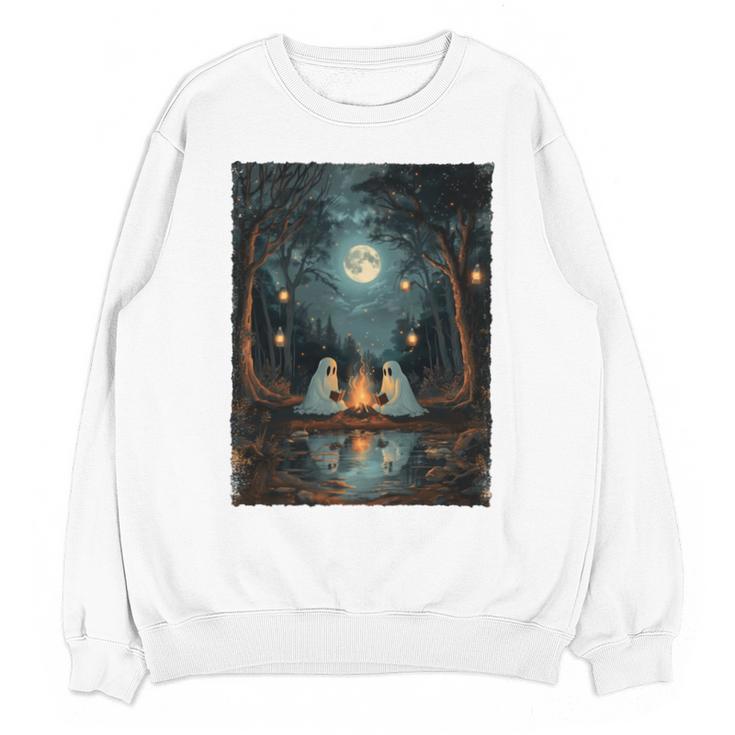 Vintage Ghost Book Reading Camping Gothic Halloween Teachers Unisex Sweatshirt
