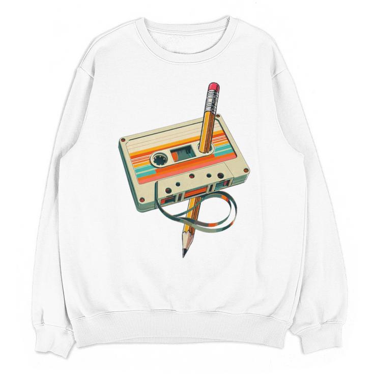 Vintage Pencil Rewind Cassette Tape Nostalgia Party 80s 90s Premium Unisex Sweatshirt