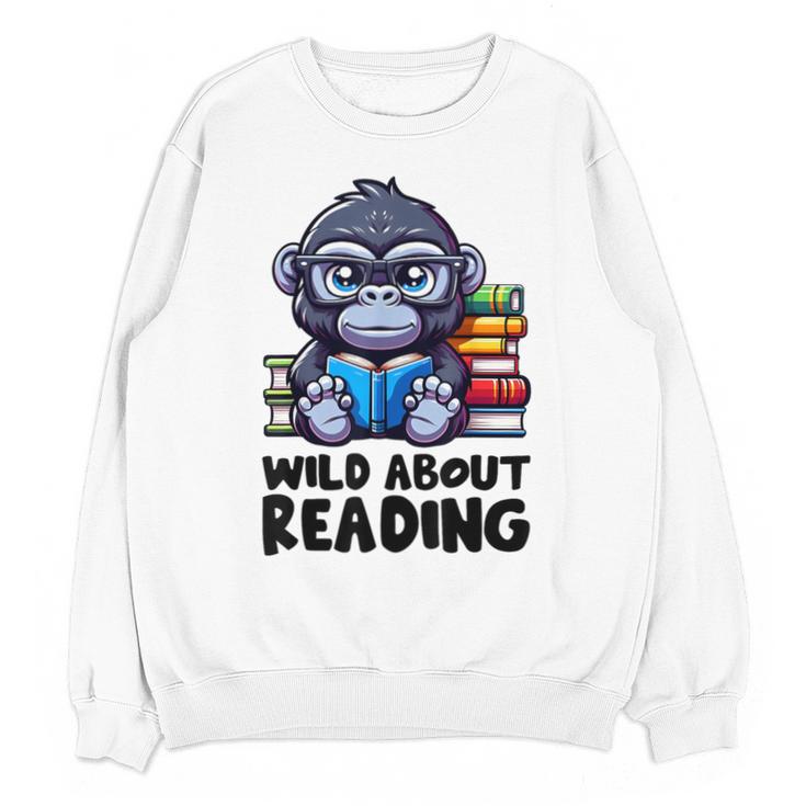 Wild About Reading Book Lover Gorilla Unisex Sweatshirt