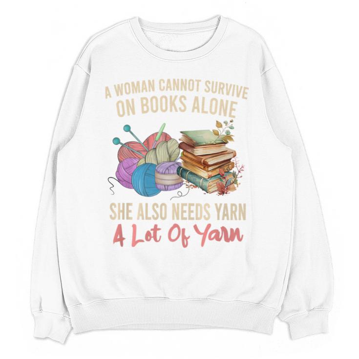 A Woman Cannot Survive On Books Alone She Needs Yarn Crochet Premium Tri-Blend Unisex Sweatshirt