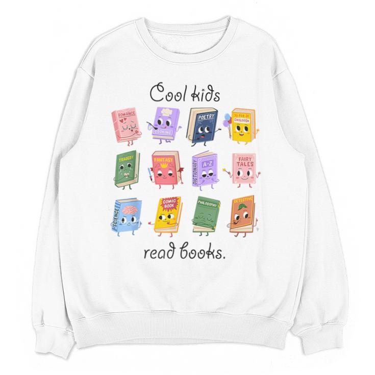 Women Cool Kids Read Books Teacher Back To School Librarian Unisex Sweatshirt