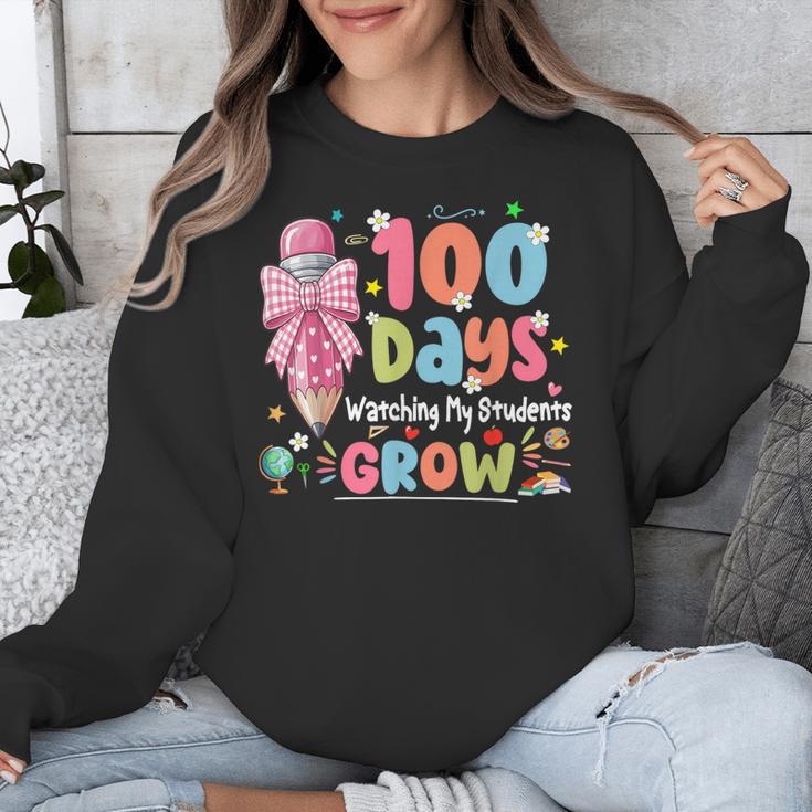100th Day Of School Teacher Women Floral Books Unisex Sweatshirt