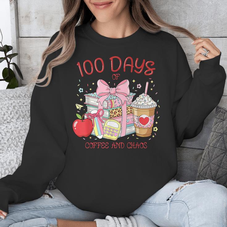 100th Day Of School Teachers 100 Days Of Coffee Chaos Books Unisex Sweatshirt