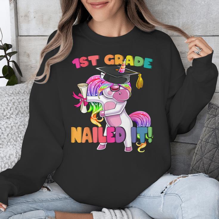 1st Grade Nailed It Flossing Unicorn Graduation Shirt Unisex Sweatshirt