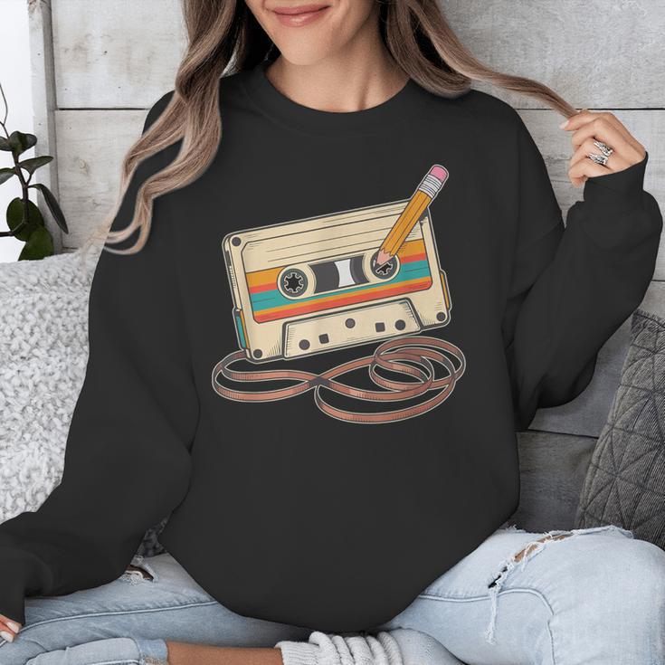 80s 90s Retro Party Costume Nostalgia Cassette Tape Pencil Unisex Sweatshirt 80s 90s Retro Party Costume Nostalgia Cassette Tape Pencil Unisex Sweatshirt