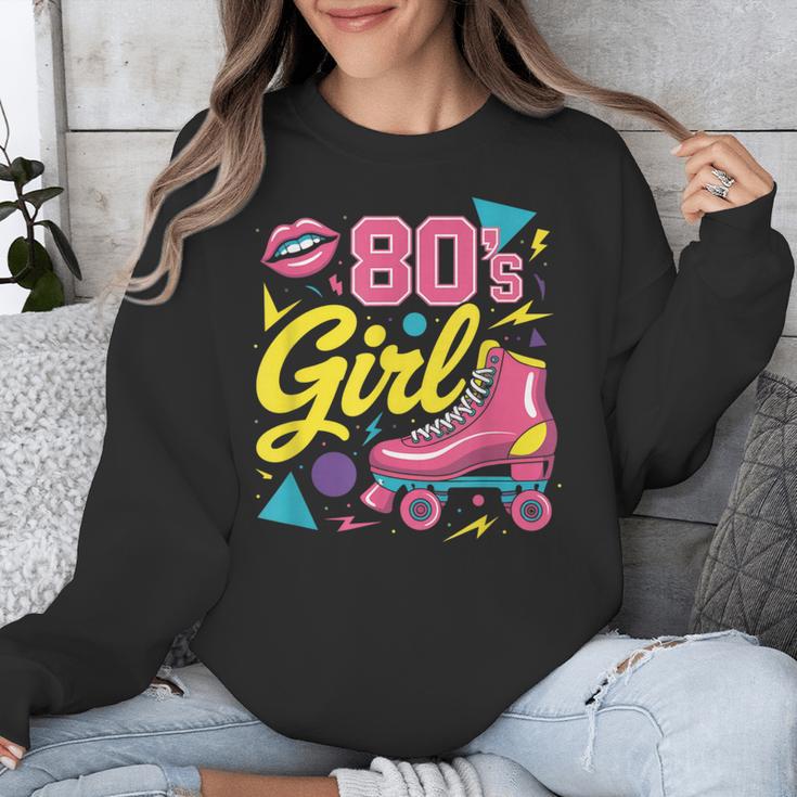 80's Girl Roller Skates Skating Eighties 1980s Nostalgia Unisex Sweatshirt