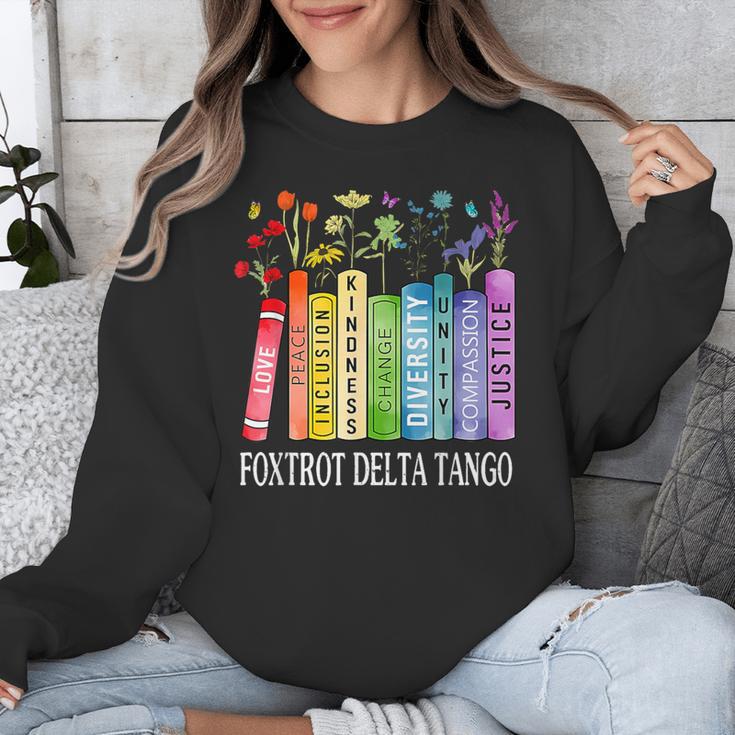 8647 Foxtrots Tangos Deltas Book Flower Resist Book Lovers Unisex Sweatshirt