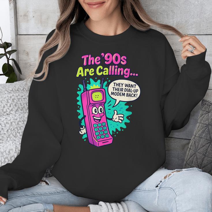 The 90s Are Calling Retro 90s Kid Nostalgia Gag Meme Unisex Sweatshirt