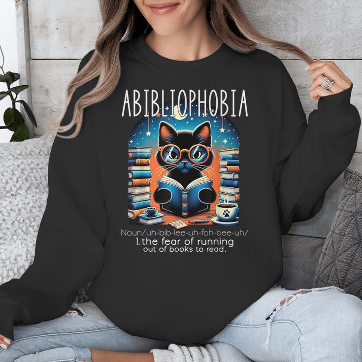 Abibliophobia Cat Reading Bookworm Reader Nerd For Men Women Girls Kids Unisex Sweatshirt Abibliophobia Cat Reading Bookworm Reader Nerd For Men Women Girls Kids Unisex Sweatshirt