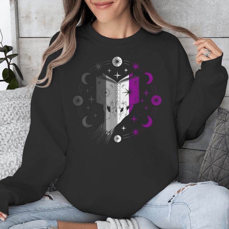 Ace Pride Book With Stars Moons And Magic Hand Unisex Sweatshirt