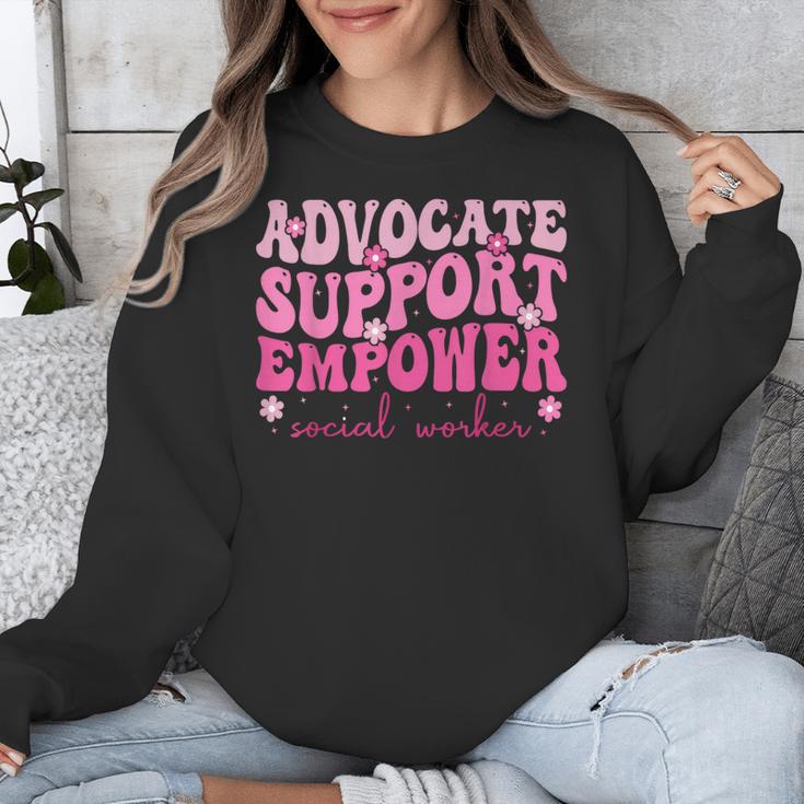 Advocate Support Empower Groovy Social Worker Graduation MSW Unisex Sweatshirt