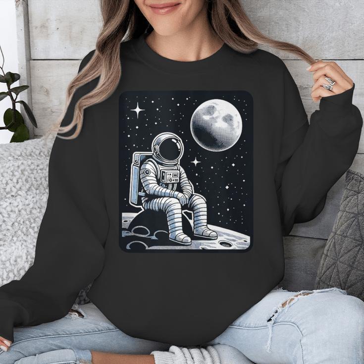 Aesthetic Spaceman Astronaut On The Moon Space Introvert Unisex Sweatshirt Aesthetic Spaceman Astronaut On The Moon Space Introvert Unisex Sweatshirt