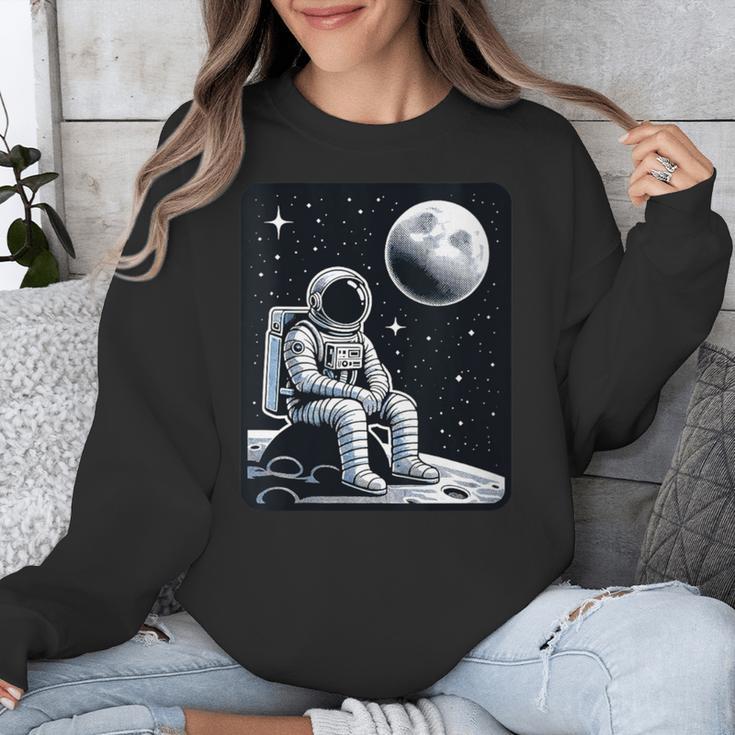 Aesthetic Spaceman Astronaut On The Moon Space Introvert Unisex Sweatshirt