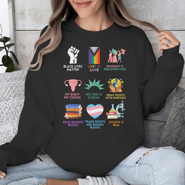 Ally Anti Trump Liberal BLM Love Is Love Banned Books Icons Unisex Sweatshirt
