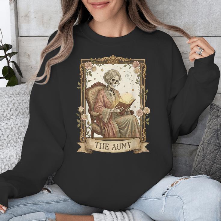 The Aunt Tarot Card Women Skeleton Aunty Book Lover Unisex Sweatshirt