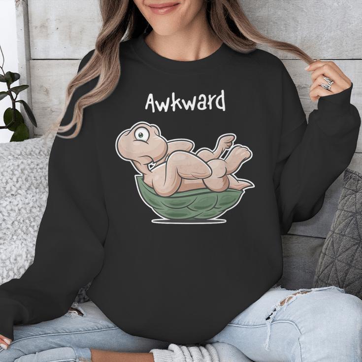 Awkward Turtle Upside Down Witty Comical Introvert Unisex Sweatshirt Awkward Turtle Upside Down Witty Comical Introvert Unisex Sweatshirt