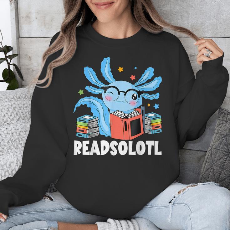 Axolotl Read Book Kawaii Reading Books For Men Women Unisex Sweatshirt
