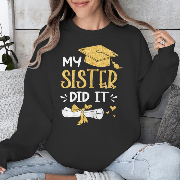 Back To School My Sister Did It Graduation Proud Sister Graduated Female X-Small Unisex Sweatshirt