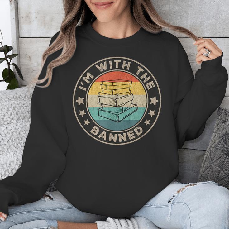 Im With The Banned Book Readers Retro Librarians Teachers Unisex Sweatshirt
