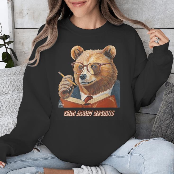 Bear Reading Book Glasses Library Zoo Teacher School Animal Unisex Sweatshirt Bear Reading Book Glasses Library Zoo Teacher School Animal Unisex Sweatshirt