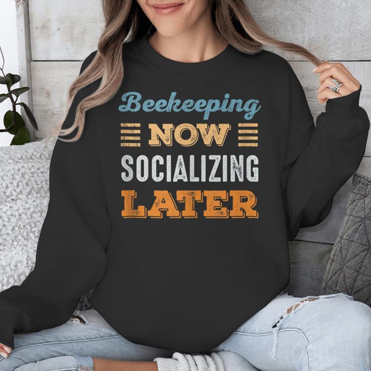 Beekeeping Now Minimal Socializing Introvert Vintage Unisex Sweatshirt