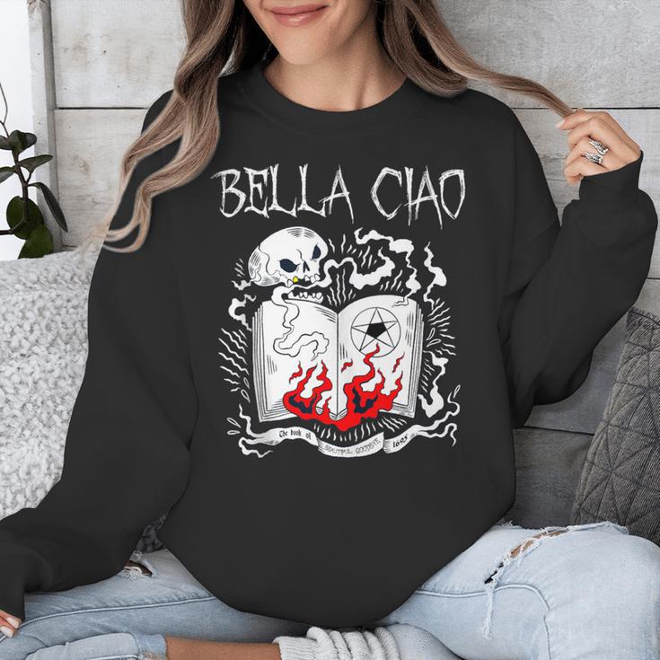 Bella Ciao Goodbye Beautiful Skull Book Of Dark Magic Occult Unisex Sweatshirt