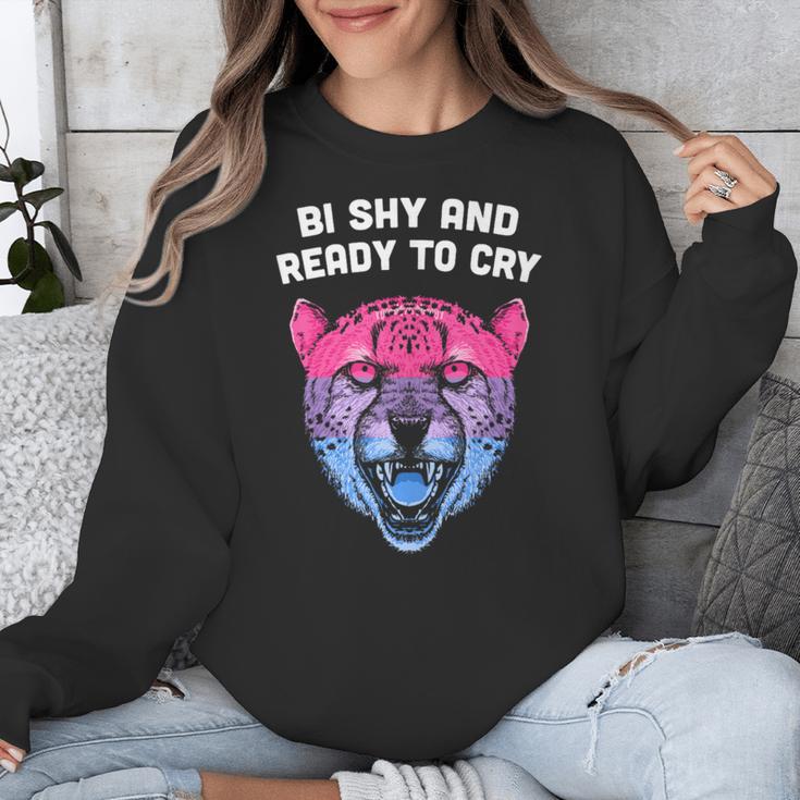 Bi Shy And Ready To Cry Bisexual Introvert Bi Pride Unisex Sweatshirt