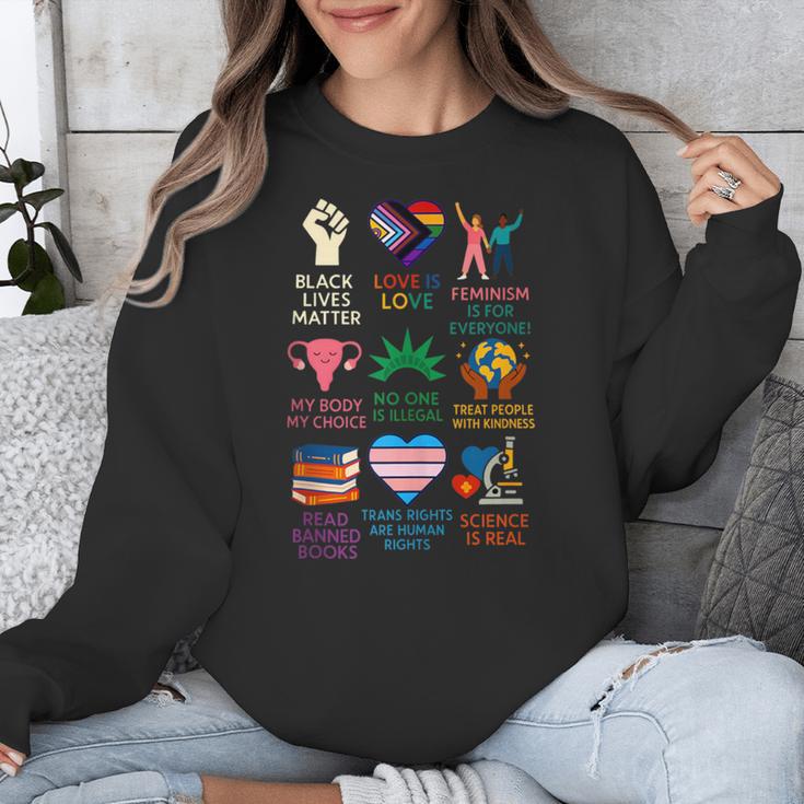 BLM Human Rights Feminism Trans Science Books LGBTQ Kindness Unisex Sweatshirt