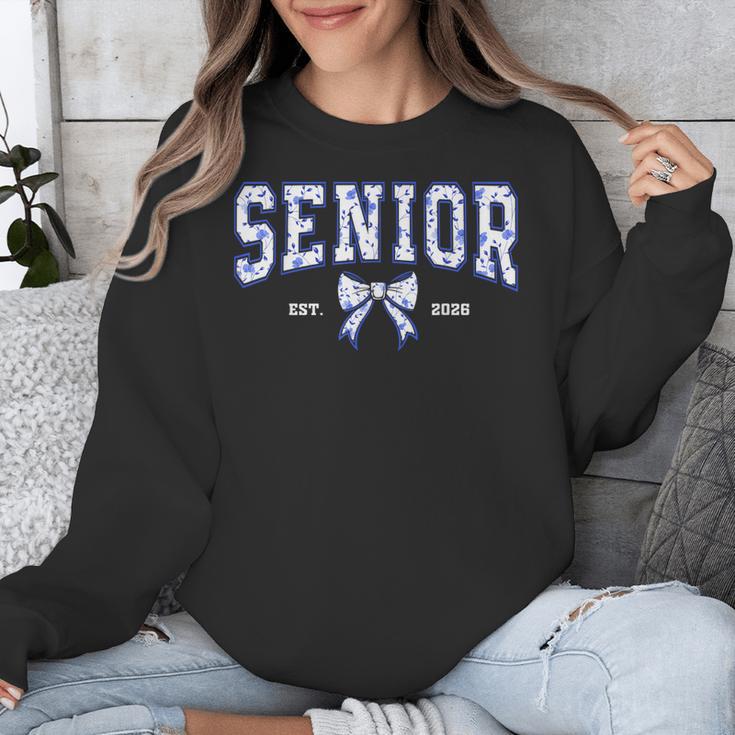 Blue Bow Coquette Floral Senior 2026 Graduation Class Unisex Sweatshirt