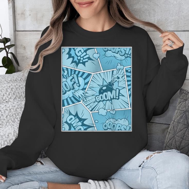 Blue Comic Book Blue Graphic Unisex Sweatshirt Blue Comic Book Blue Graphic Unisex Sweatshirt