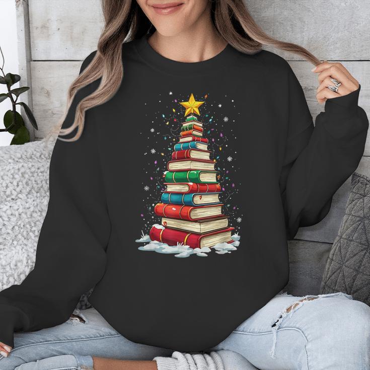 Book Christmas Tree Book Lover Teacher Librarian Unisex Sweatshirt