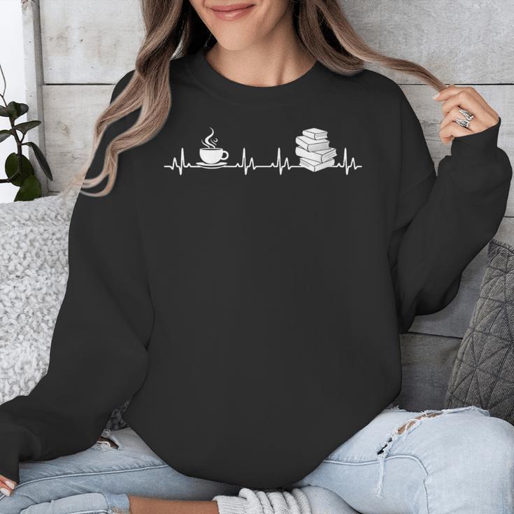 Book And Coffee Heartbeat Books Lovers Unisex Sweatshirt