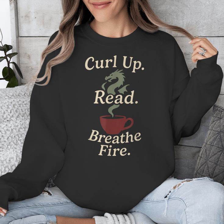 Book Dragon Fantasy Reader Cozy Reading Book Lover Dragon Unisex Sweatshirt