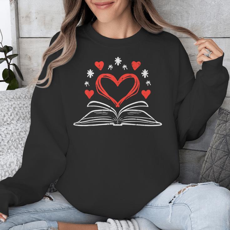 Book Heart Read Book Reading Librarian Men Women Kids Unisex Sweatshirt