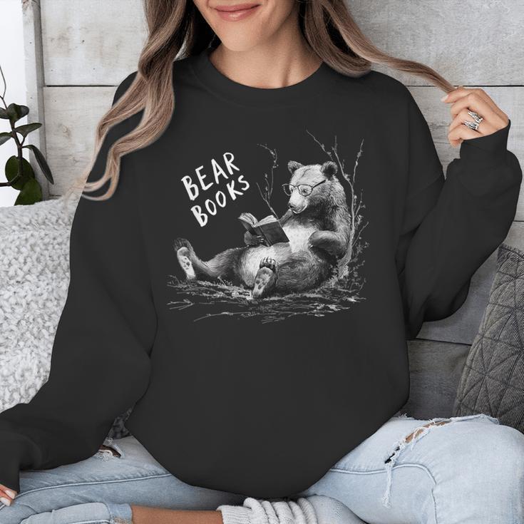 Book Lover Bear Cozy Reading Bear Graphic Bear Books Unisex Sweatshirt