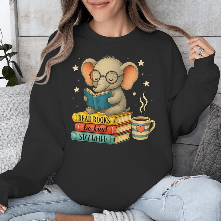 Book Lover Elephant Reading Books Library Read Books Be Kind Unisex Sweatshirt