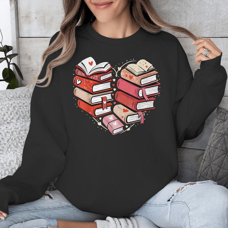Book Lover Heart Shape Reading Librarian Valentine Men Women Unisex Sweatshirt