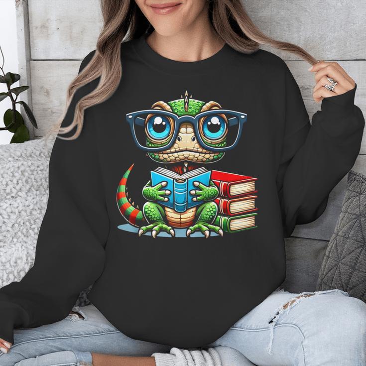 Book Lover Reading Iguana Unisex Sweatshirt