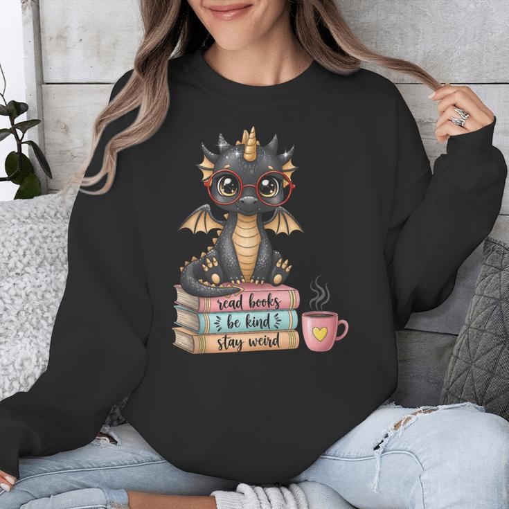 Book Lover Stay Weird Be Kind Read Books Baby Dragon Unisex Sweatshirt