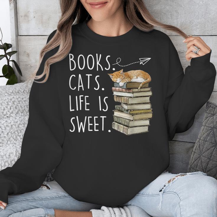 Book Lovers Books Cats Life Is Sweet Cat Lover Unisex Sweatshirt Book Lovers Books Cats Life Is Sweet Cat Lover Unisex Sweatshirt