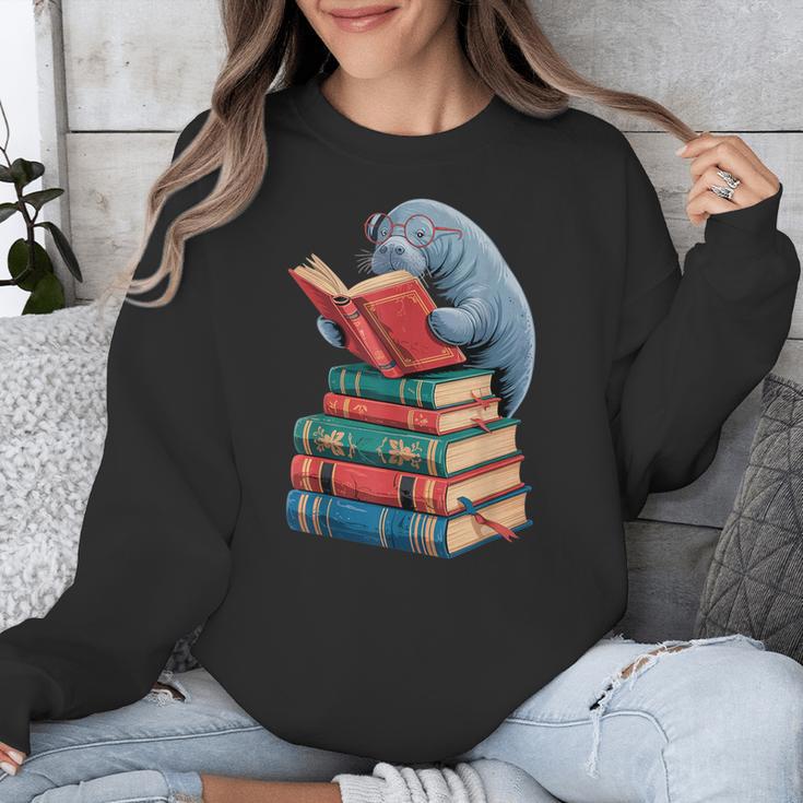 Book Reading Book Reader Manatees Sea Animal Sea Cow Manatee Unisex Sweatshirt