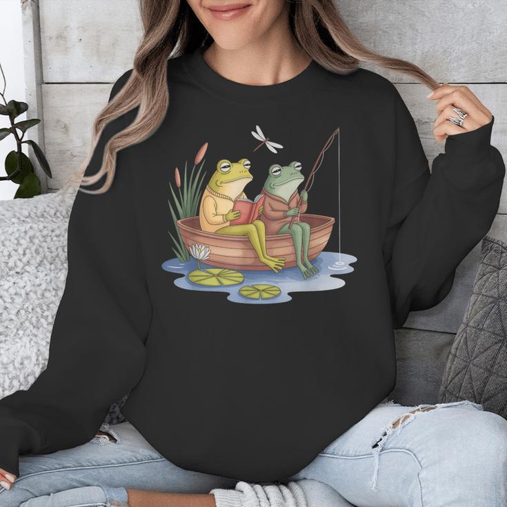 Book Shirt Frog Toad Fishing Vintage Book Frog Unisex Sweatshirt