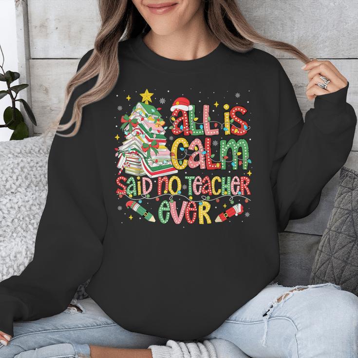 Book Tree All Is Calm Said No Teacher Ever Christmas Unisex Sweatshirt