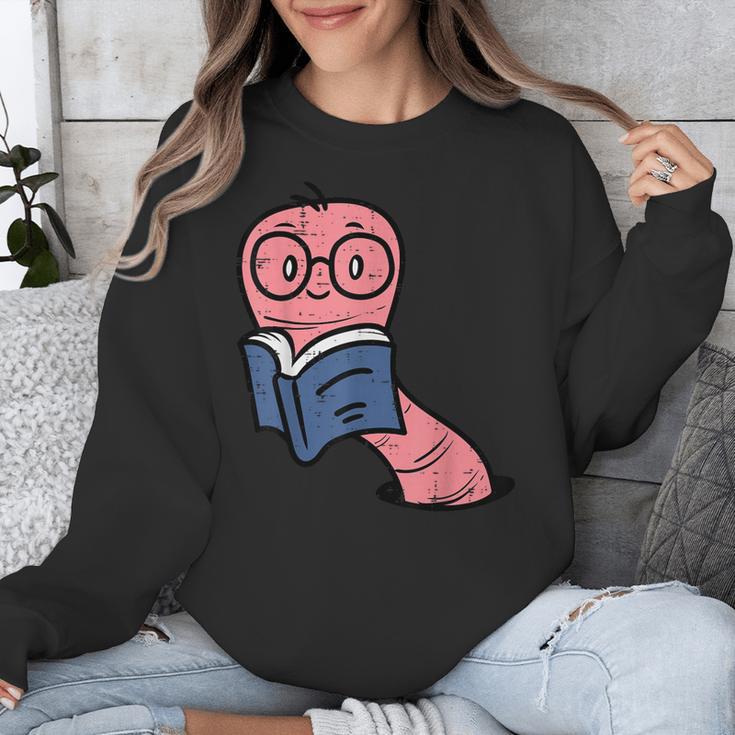Book Worm Pun Read Reading Librarian America Men Women Kids Unisex Sweatshirt