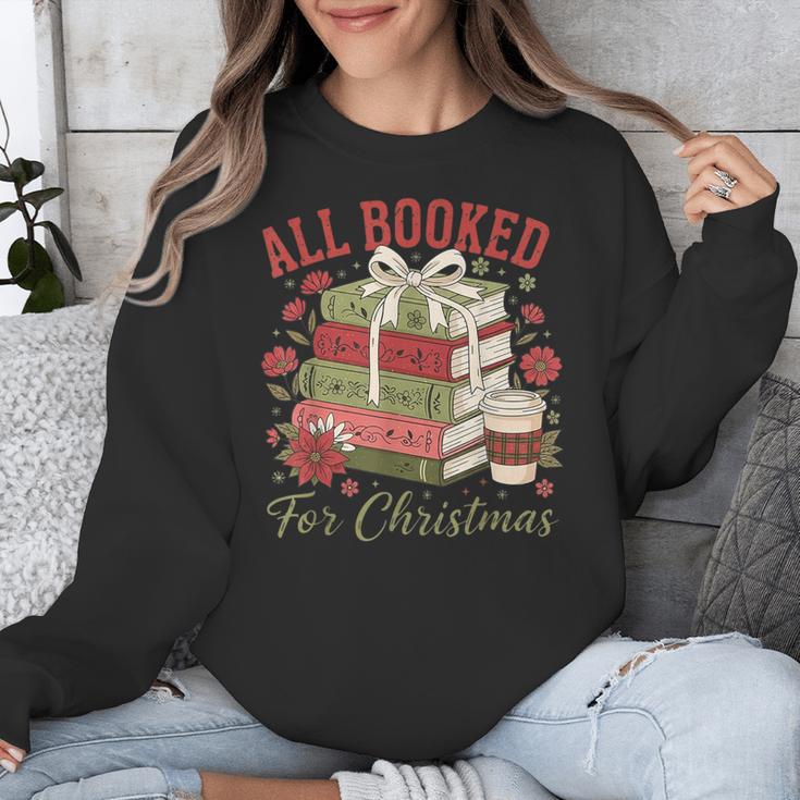 All Booked For Christmas Coquette Xmas Book Club Book Lovers Unisex Sweatshirt