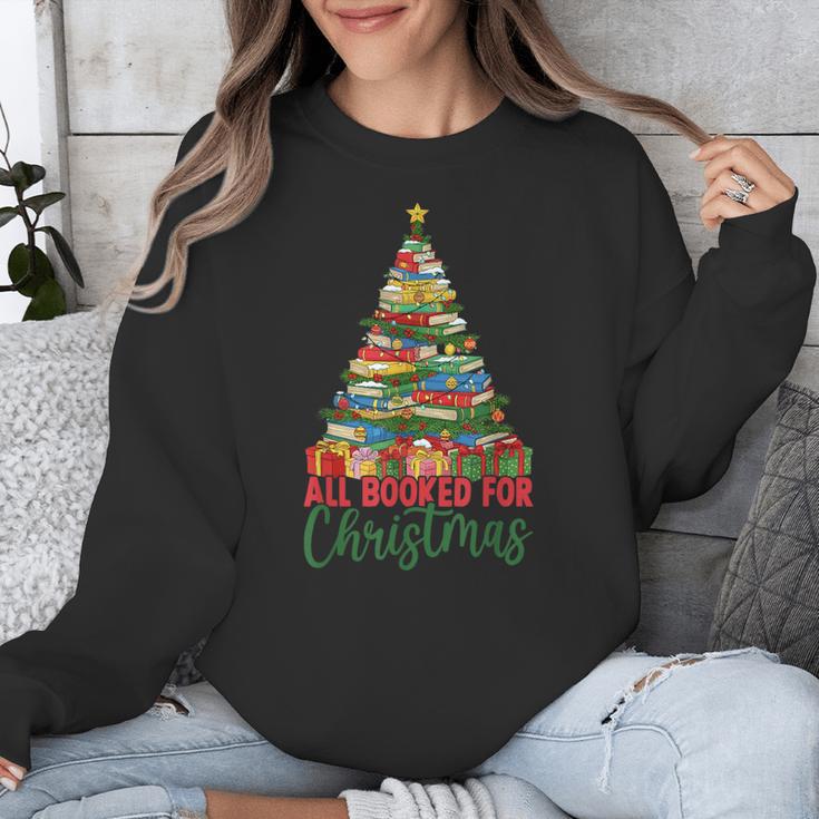 All Booked For Christmas Reading Books Librarian Holiday Unisex Sweatshirt