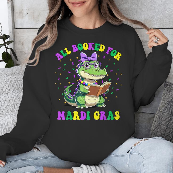 All Booked For Mardi Gras Crocodile Reading Book Teacher Unisex Sweatshirt
