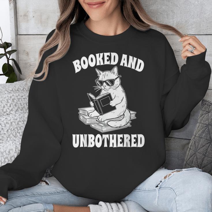 Booked And Unbothered Cat Reading Book Lovers Unisex Sweatshirt Booked And Unbothered Cat Reading Book Lovers Unisex Sweatshirt